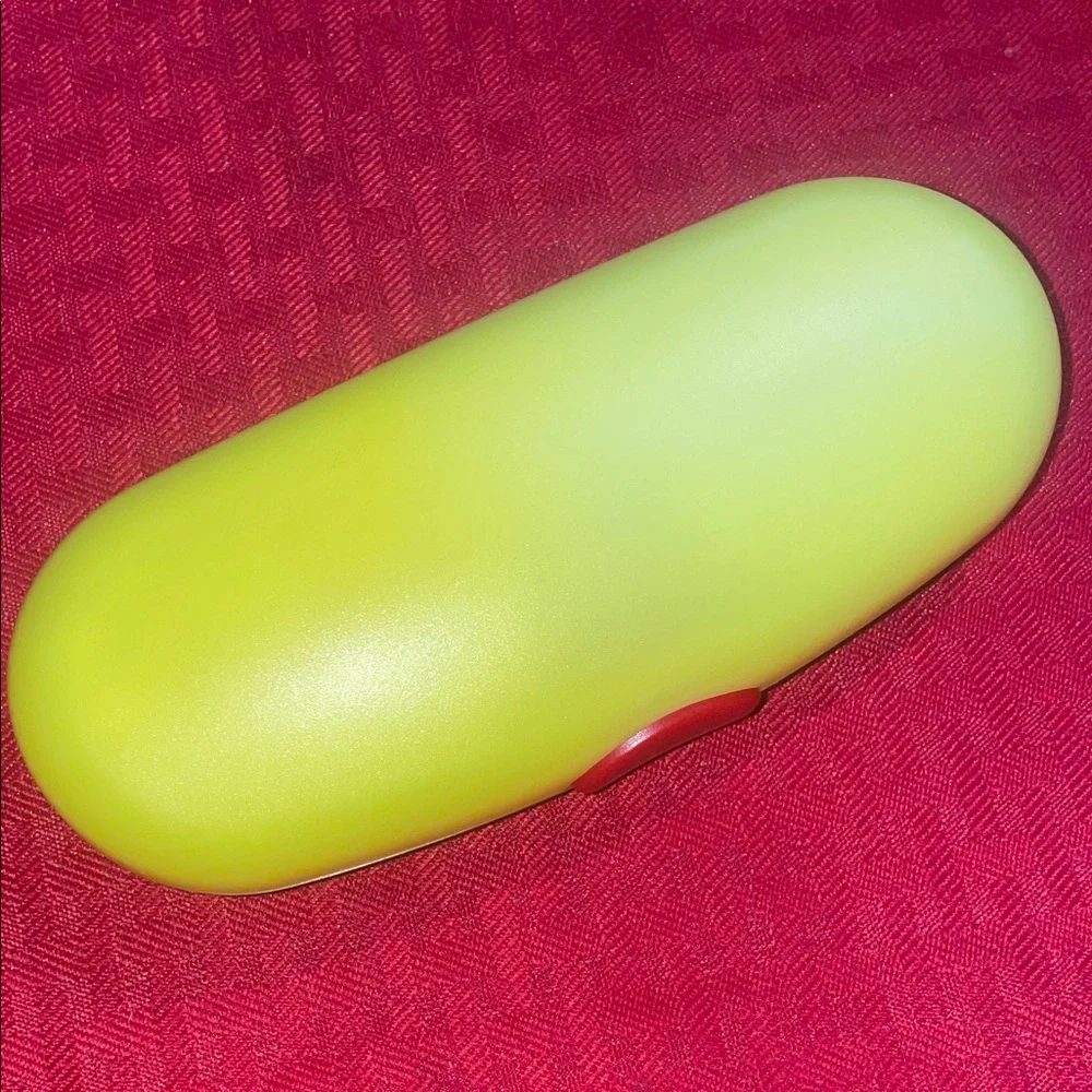 Vogue Vibrant Yellow Glasses Case with Red Logo. Kids size